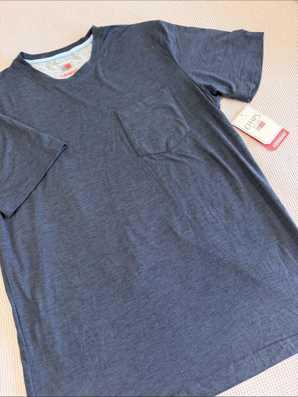 Chaps Men’s Heathered Navy Short-Sleeve Pocket Tee